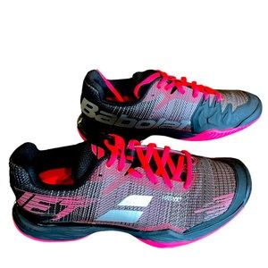 Babolat Jet Mach II AC Women's Sneakers Black Pink Lace Up Tennis Shoes 8.5